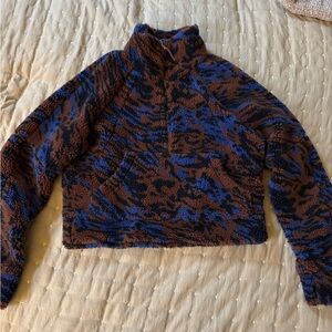 lululemon athletica Blue and Brown scuba quarter zip Jacket